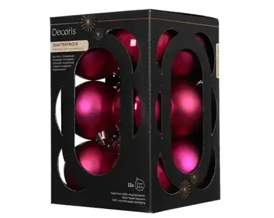 Decoris kerstballenset plastic d6cm 12st roze