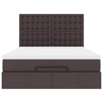 Ottoman bed met matras en LED's 140x190cm stof donkerbruin
