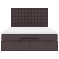 Ottoman bed met matras en LED's 140x190cm stof donkerbruin - thumbnail