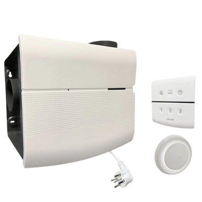 Orcon MVS-15 Woonhuisventilator - Hoge capaciteit: 510 m³/h - Met Vochtsensor & Bediening - Perilex Stekker