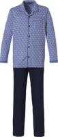 Blauwe doorknoop heren pyjama patroon - thumbnail