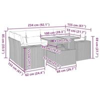 7-delige Loungeset met kussens poly rattan grijs - thumbnail