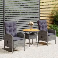 3-delige Bistroset poly rattan grijs - thumbnail