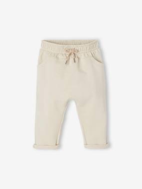 Babybroek uit molton voor jongens zandbeige