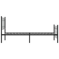 Bedframe met hoofd- en voeteneinde metaal zwart 75x190 cm - thumbnail