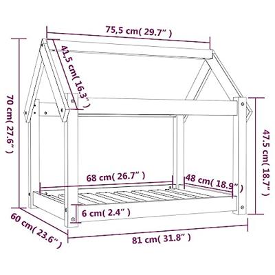 VidaXL Hondenmand 81x60x70 cm massief grenenhout grijs