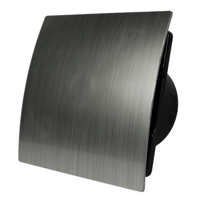 Whisper Pro-Design badkamerventilator - Ø100mm - aan/uit - gebogen kunststof - zilver - zwarte ventilator Whisper Pro-Design badkamerventilator - Ø100mm - aan/uit - gebogen kunststof - zilver - zwarte ventilator
