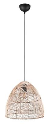 Trio HanglampRike zwart met rotan vlechtwerk - R31131036