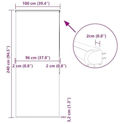 Doucherolgordijn met cassette 100x240 cm stofbreedte 96 cm