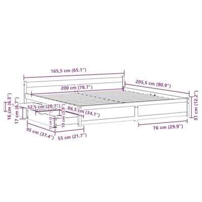 Bedframe zonder matras massief grenenhout 160x200 cm