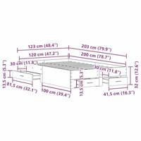 Bedframe met lades Zwart eiken 120 x 200 cm Bewerkt hout - thumbnail