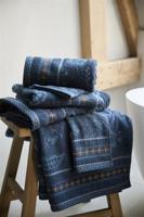 Pip Studio Pip Studio Jasmin Jacquard handdoek Donkerblauw 55x100 cm - thumbnail