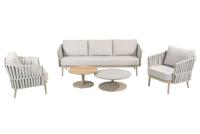 Eva loungeset met Sara coffeetafels latte keramiek teak dia. 65 & dia. 80 cm Taste - Taste - thumbnail