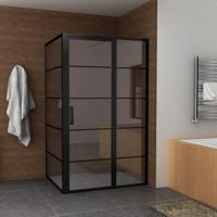 BWS Nisdeur INDUS met Vast Paneel 120x200 cm 8 mm NANO Glas Omkeerbaar Mat Zwart Boss & Wessing - thumbnail