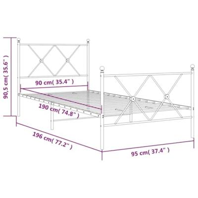 Bedframe met hoofd- en voeteneinde metaal zwart 90x190 cm - thumbnail