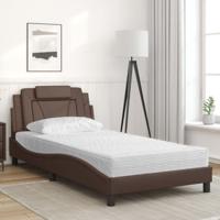 Bed met matras kunstleer bruin 120x200 cm - thumbnail