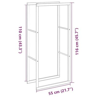 Haardhoutrek 55x30x116 cm staal zwart