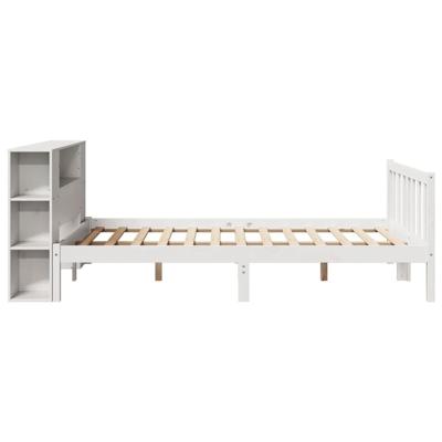 Bed met boekenkast zonder matras grenenhout wit 160x200 cm - thumbnail