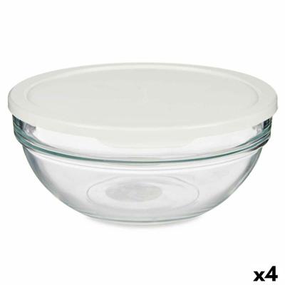 Ronde Lunchtrommel met Deksel Chefs Wit 1,135 L 17,2 x 7,6 x 17,2 cm (4 Stuks)