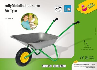 Rolly Toys Kruiwagen metaal luchtband grijs/groen
