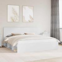 Bedframe met hoofdeinde Wit 200 x 200 cm Massief grenenhout - thumbnail
