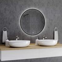 Loxa - Ronde Badkamerspiegel Ilona met Led 50cm - Zwarte omlijsting - Dimbaar - Condensvrij vlak- Duurzame kwaliteit - Eenvoudige installatie - thumbnail