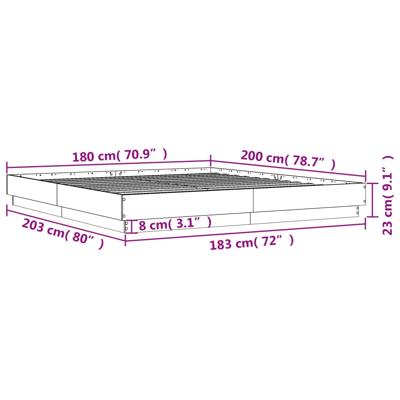 Bedframe met LED-verlichting grijs sonoma eikenkleur 200x200 cm