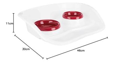 TRIXIE VOERBAK STATION KUNSTSTOF WIT / ASSORTI 46X30X11 CM 250 ML/300 ML 2 ST