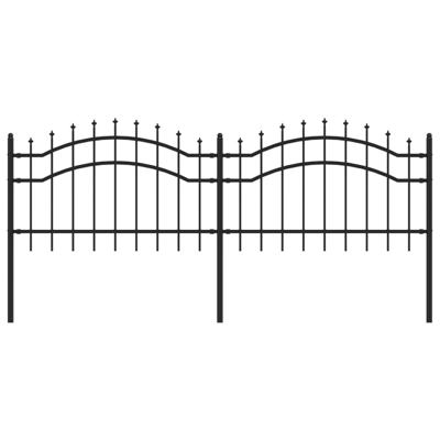 Tuinhek met spijlpunten 115 cm gepoedercoat staal zwart