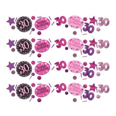 Amscan Confetti 30 jaar roze 34 g | 48 stuks