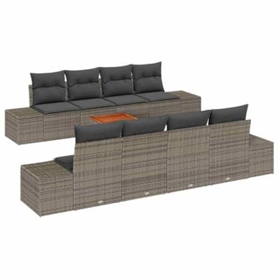 Tuinbankenset met opslag 9 pcs Grijs poly rattan