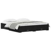 Bedframe met lades Zwart eiken 180 x 200 cm Bewerkt hout - thumbnail