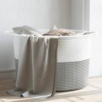 VidaXL Wasmand ø 55x36 cm katoen grijs en wit - thumbnail