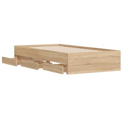 Bedframe met lades bewerkt hout sonoma eikenkleurig 90x200 cm - thumbnail
