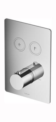 Douchethermostaat Hotbath Cobber Inbouw 2 Pushbuttons Vierkant Gepolijst Messing (excl. inbouwdeel) Living Colours
