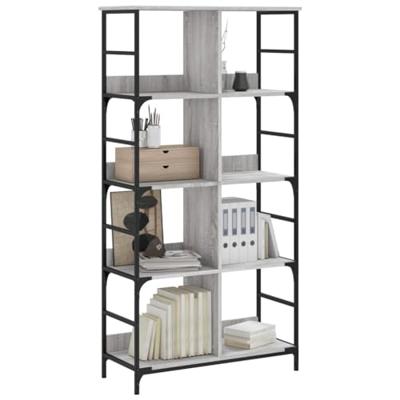 Boekenrek 78,5x33x153 cm bewerkt hout grijs sonoma eikenkleur