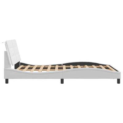 Bedframe met hoofdbord kunstleer wit 140x190 cm