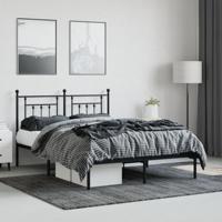 Bedframe met hoofdbord metaal zwart 140x200 cm - thumbnail