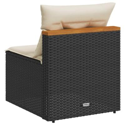 Tuinbanken 2 st zonder armleuning met kussens poly rattan zwart