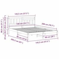 Bedframe met hoofdeinde Wit 140 x 200 cm Massief grenenhout - thumbnail