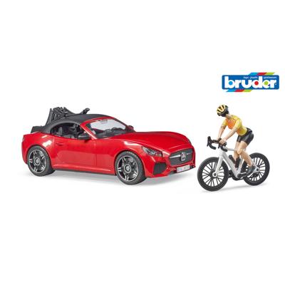 Bruder Roadster met racefiets en fietser