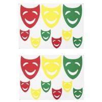 3x Sets Raamsticker Lachende Maskers Rood/geel/groen 35 X 40 Cm Carnaval - Raamstickers - thumbnail