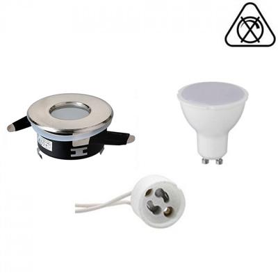 LED Spot Set - Aigi - GU10 Fitting - Waterdicht IP65 - Inbouw Rond - Mat Chroom - 6W - Helder/Koud Wit 6400K - Ø82mm LED Spot Set - Aigi - GU10 Fitting - Waterdicht IP65 - Inbouw Rond - Mat Chroom - 6W - Helder/Koud Wit 6400K - Ø82mm