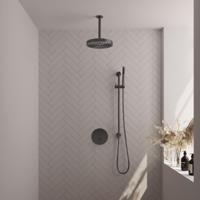 BRAUER Stripe Thermostatische Inbouw Regendouche - 3-weg - rond - SET 45 - 25cm douchekop - plafondarm - staaf handdouche - doucheslang - geïntegreerde glijstang - gunmetal geborsteld PVD 5-GM-453 - thumbnail