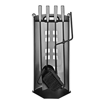 HI 5-delige haardgereedschapsset 23x15x52 cm zilverkleurig