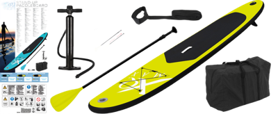 XQ Max stand up paddleboard opblaasbaar 285 cm lime en zwart