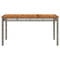 Tuintafel 140x80x75 cm poly rattan en acaciahout grijs - thumbnail