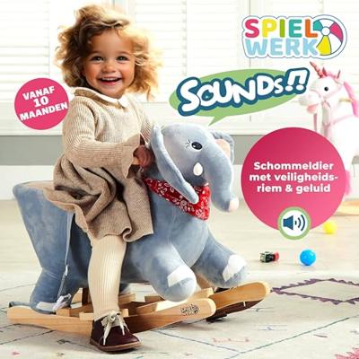 Schommeldier Olifant met veiligheidsgordel hobbeldier - thumbnail