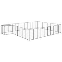 Hondenkennel 25,41 m² staal zwart - thumbnail