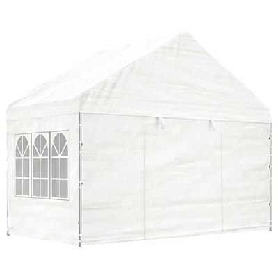 Prieel met dak 20,07x4,08x3,22 m polyetheen wit - thumbnail